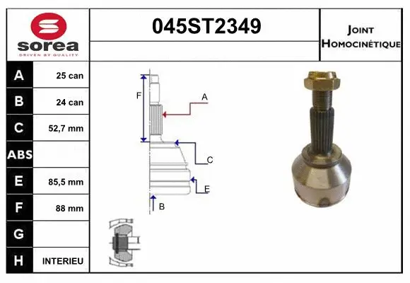 Jeu de joints, arbre de transmission STARTCAR 045ST2349