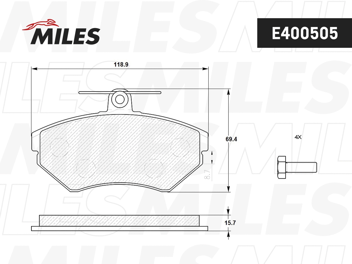 Kit de plaquettes de frein, frein à disque MILES E400505