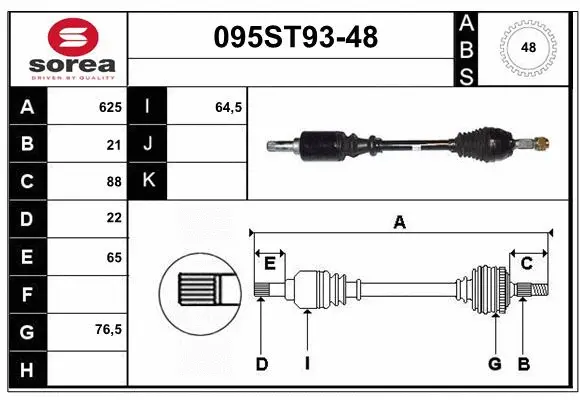 Arbre de transmission STARTCAR 095ST93-48