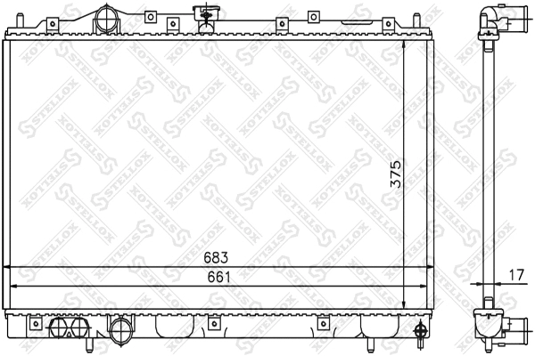 Radiateur, refroidissement du moteur STELLOX 10-25258-SX