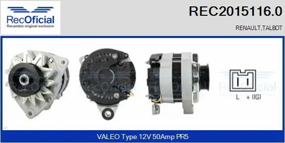 Alternateur RECOFICIAL REC2015116.0