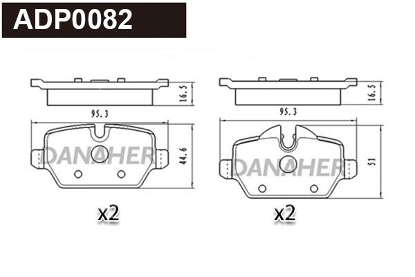 Kit de plaquettes de frein, frein à disque DANAHER ADP0082