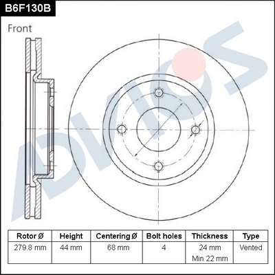 Disque de frein ADVICS B6F130B