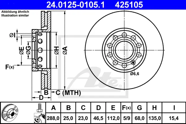 Disque de frein ATE-APAC 24.0125-0105.1