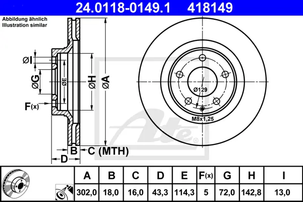 Disque de frein ATE-APAC 24.0118-0149.1