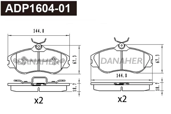 Kit de plaquettes de frein, frein à disque DANAHER ADP1604-01