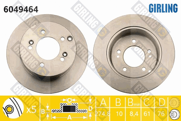 Disque de frein GIRLING 6049464