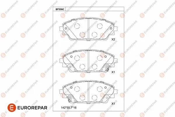 Kit de plaquettes de frein, frein à disque EUROREPAR 1681222280