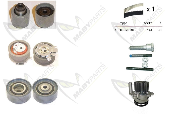 Pompe à eau + kit de courroie crantée MABYPARTS OBKWP0083