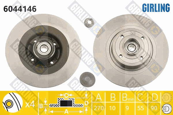 Disque de frein GIRLING 6044146