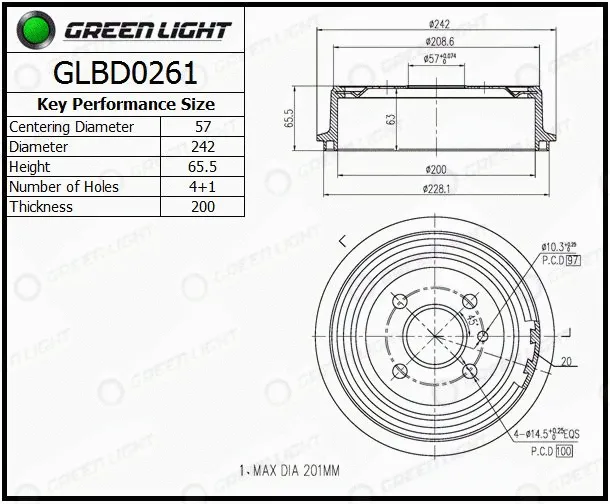 Tambour de frein Automotive Adriado GLBD0261