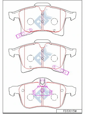 Kit de plaquettes de frein, frein à disque FBK FD33015M