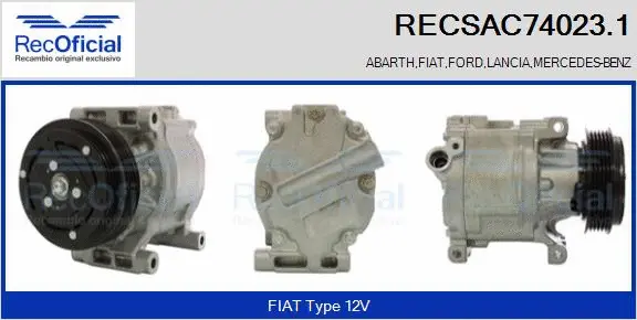 Compresseur, climatisation RECOFICIAL RECSAC74023.1