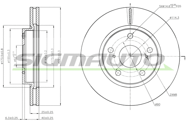 Disque de frein SIGMAUTO DBB838V