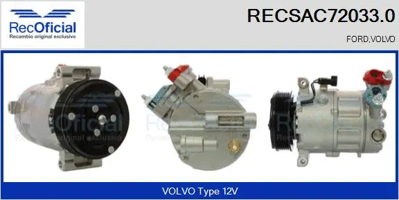 Compresseur, climatisation RECOFICIAL RECSAC72033.0