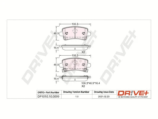 Kit de plaquettes de frein, frein à disque Dr!ve+ DP1010.10.0099