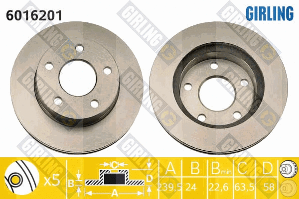 Disque de frein GIRLING 6016201