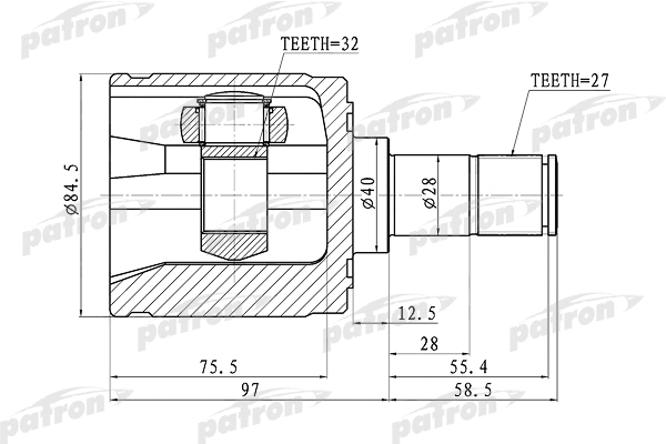 Jeu de joints, arbre de transmission PATRON PCV1341