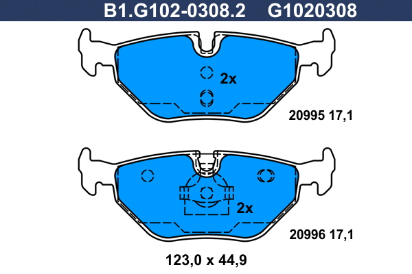Kit de plaquettes de frein, frein à disque GALFER B1.G102-0308.2