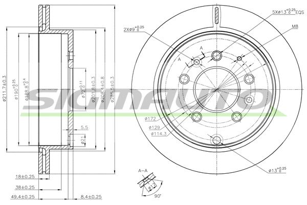 Disque de frein SIGMAUTO DBC261V