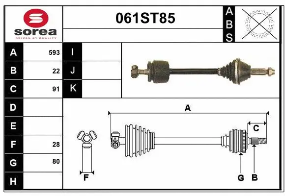 Arbre de transmission STARTCAR 061ST85