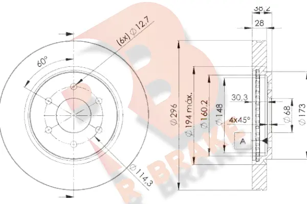 Disque de frein R BRAKE 78RBD24200