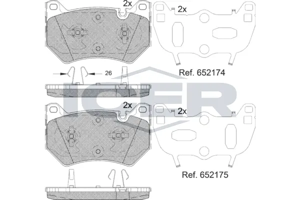 Kit de plaquettes de frein, frein à disque ICER 182385