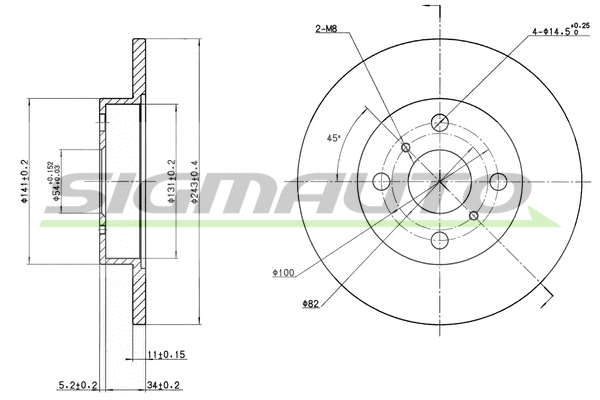 Disque de frein SIGMAUTO DBA346S