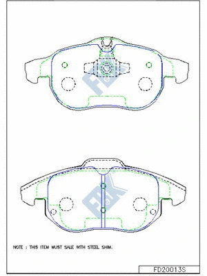 Kit de plaquettes de frein, frein à disque FBK FD20013S