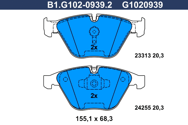 Kit de plaquettes de frein, frein à disque GALFER B1.G102-0939.2