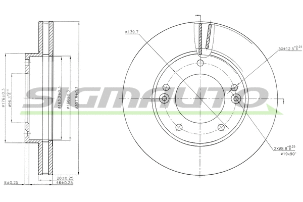 Disque de frein SIGMAUTO DBB290V