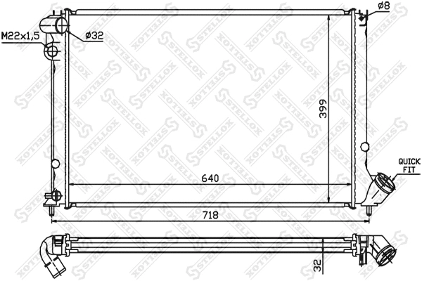 Radiateur, refroidissement du moteur STELLOX 10-26145-SX