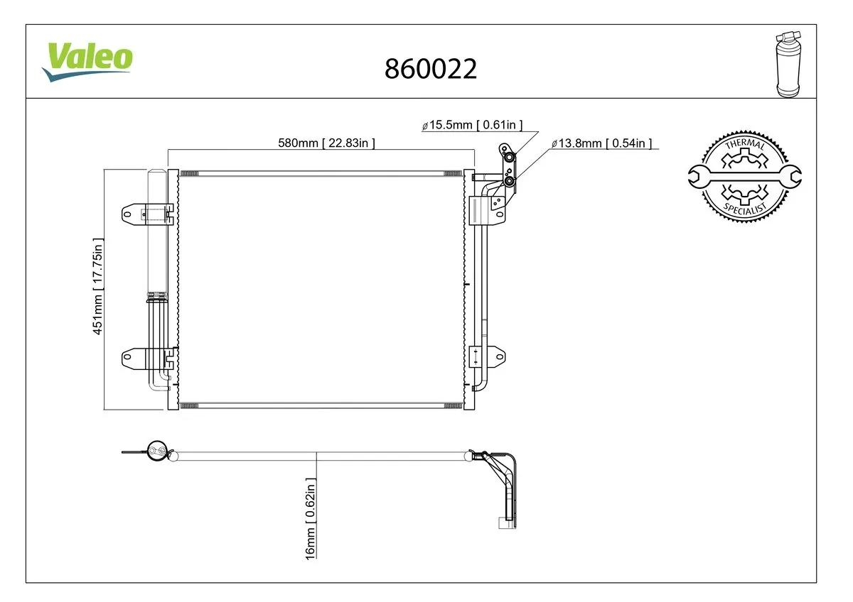 Condenseur, climatisation VALEO 860022