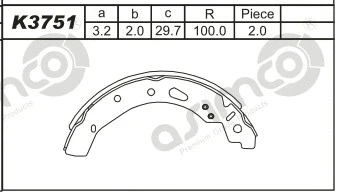 Jeu de mâchoires de frein ASIMCO K3751