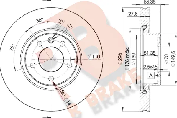 Disque de frein R BRAKE 78RBD21134