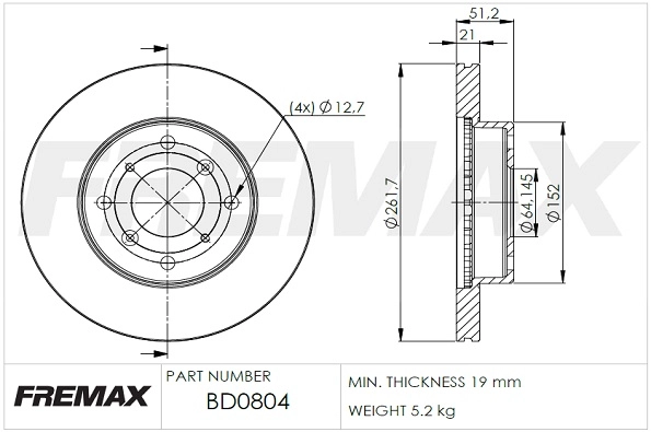 Disque de frein FREMAX BD-0804