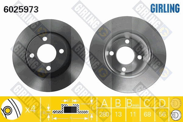 Disque de frein GIRLING 6025973