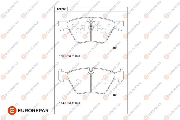Kit de plaquettes de frein, frein à disque EUROREPAR 1681223080