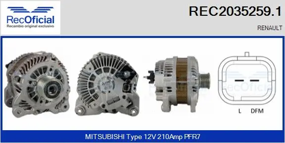 Alternateur RECOFICIAL REC2035259.1