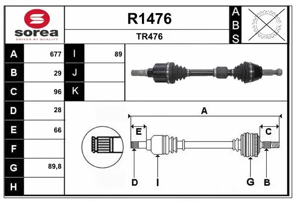 Arbre de transmission SNRA R1476