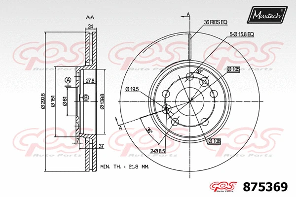 Disque de frein MAXTECH 875369