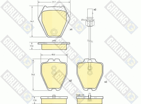 Kit de plaquettes de frein, frein à disque GIRLING 6113811