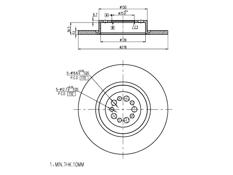 Disque de frein A.Z. Meisterteile AZMT-44-024-1236