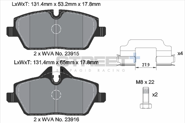 Kit de plaquettes de frein, frein à disque PAGID Racing T8050SP2001