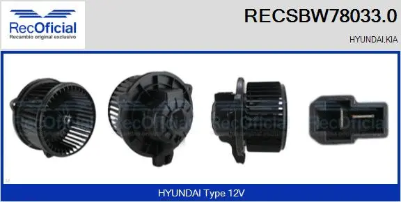 Pulseur d'air habitacle RECOFICIAL RECSBW78033.0