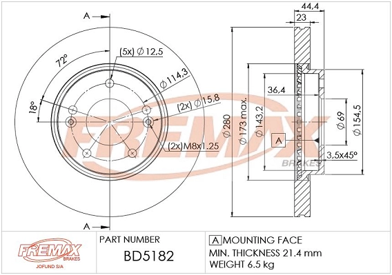Disque de frein FREMAX BD-5182