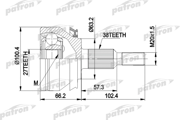 Jeu de joints, arbre de transmission PATRON PCV4032