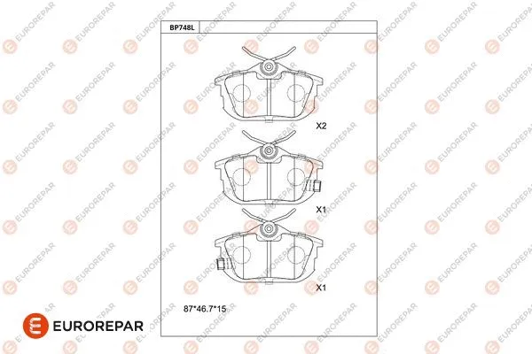 Kit de plaquettes de frein, frein à disque EUROREPAR 1681248480