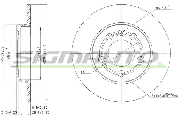 Disque de frein SIGMAUTO DBB155S