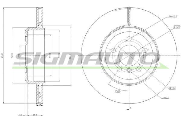 Disque de frein SIGMAUTO DBC037V